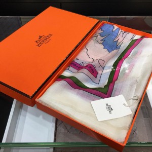 Hermes 'Paris Girl' 100% top pure cashmere scarf