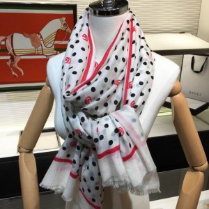 Gucci Scarf Gucci'polka dot and double G'100% top imported 300 pure cashmere scarf