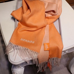 Hermes monochrome cashmere double-sided scarf Unisex is suitable