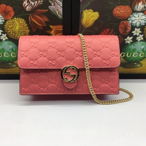 Gucci Ladies Lychee Pattern Double G Buckle Organ Chain Shoulder Crossbody bag