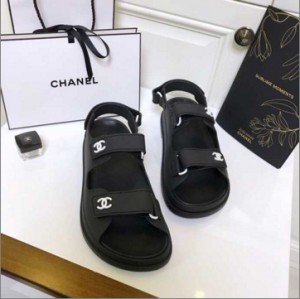 Chanel Velcro Double C Logo Small Fragrant Sandals Women's Shoes