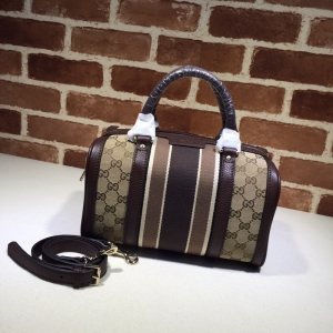 Gucci ladies canvas leather trim Boston Handbag