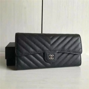 Chanel caviar pattern V pattern calfskin ladies long 20% ??off Wallet