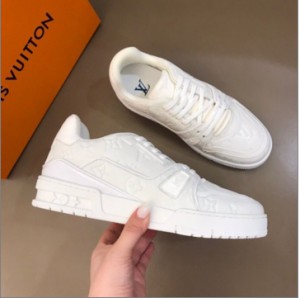 LV 2020 new white calfskin men's trainer sneakers