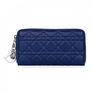 Dior lambskin classic diamond vine pattern ladies long Wallet