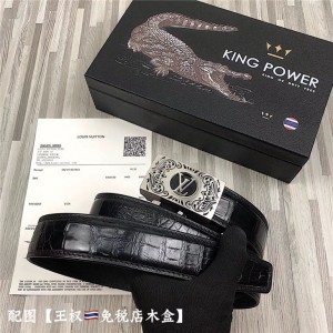 LV crocodile pattern men's belt