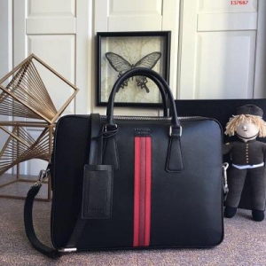 PRADA men's briefcase cross pattern Handbag